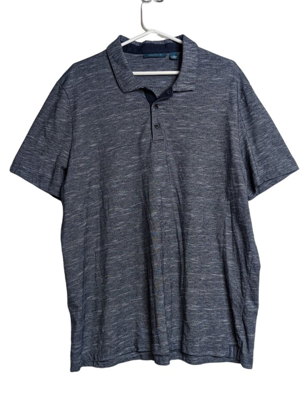 Perry Ellis Men's Polo Shirt XXL Blue Solid Short Sleeve 100% Cotton Casual
